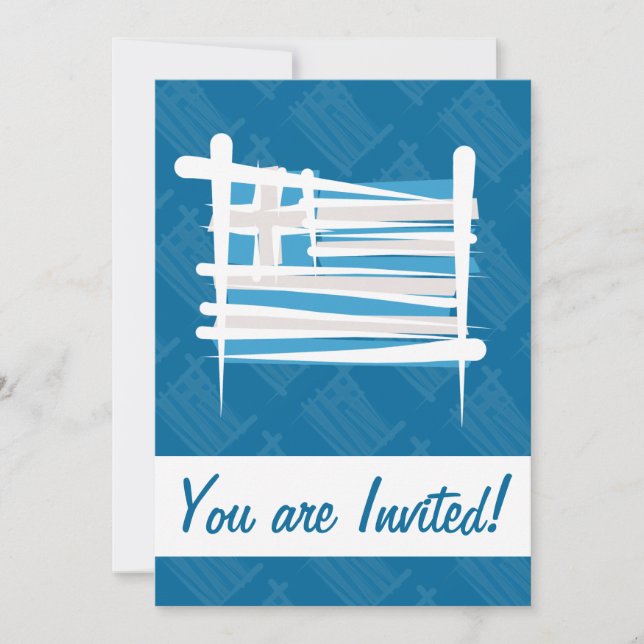 Greece Brush Flag Invitation (Front)