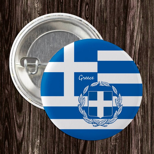 Greece button, patriotic Greek Flag fashion Button (Creator Uploaded)
