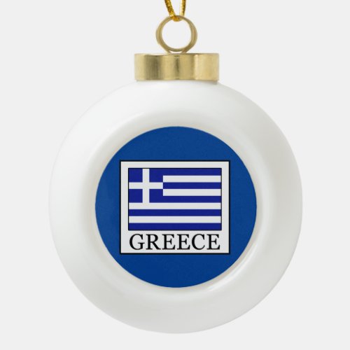 Greece Ceramic Ball Christmas Ornament