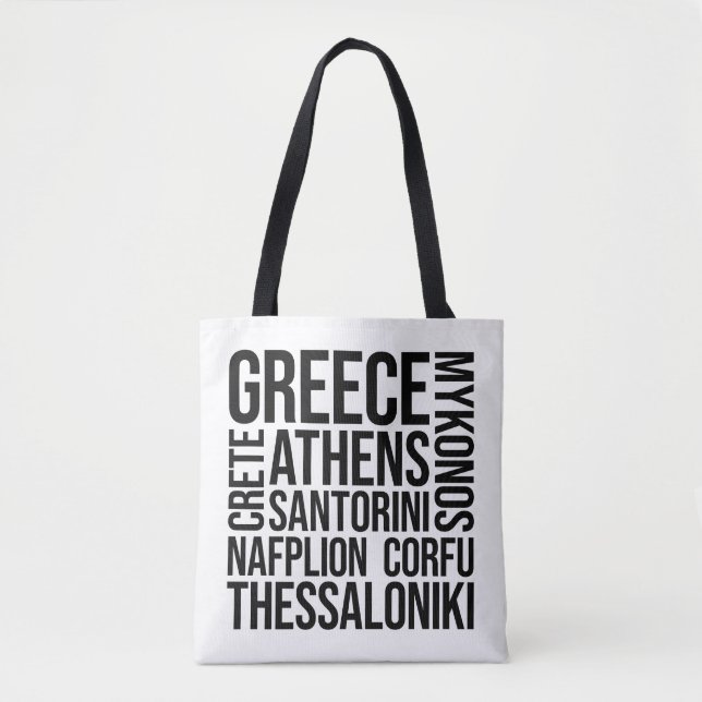 Greece Cities Word Art - Athens Travel Tote Bag (Front)