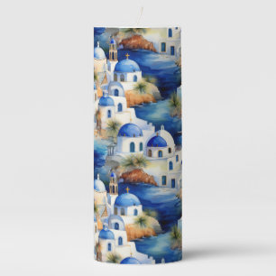 Greece Cityscape Pillar Candle