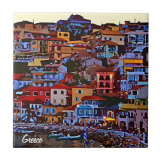 Greece colorful building beach tile