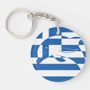 Greece Common dolphin Greek National Animal Flag Keychain