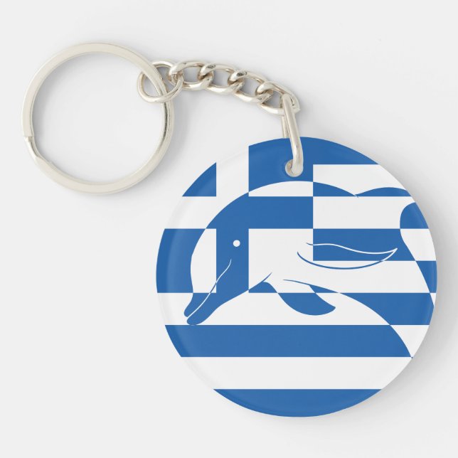 Greece Common dolphin Greek National Animal Flag Keychain (Front)