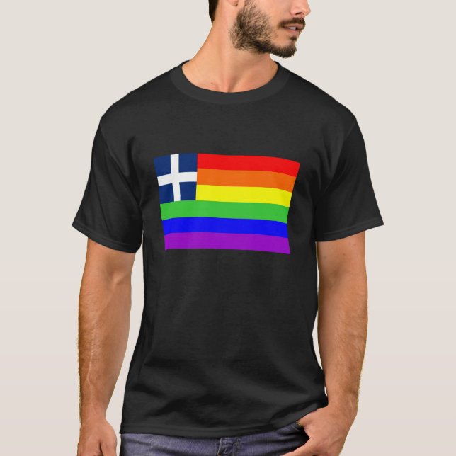 greece country gay proud rainbow flag homosexual T-Shirt (Front)