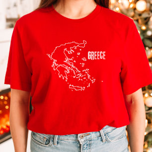 Greece Country Map Line Greek Border Outline Shape T-Shirt