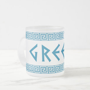 greece country nation text name symbol greek trave frosted glass coffee mug