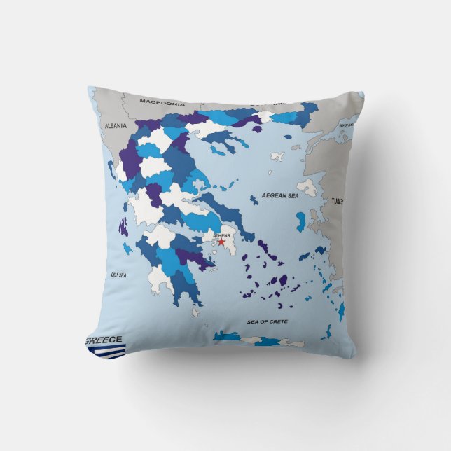 greece country political map flag greek throw pillow (Front)