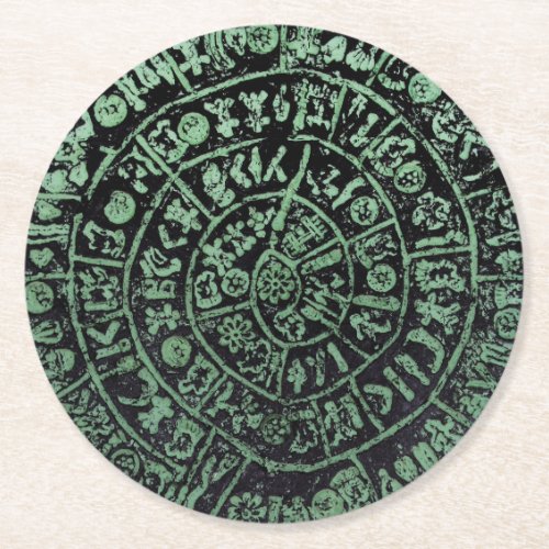 Greece Crete Phaistos ancient disk history code Mi Round Paper Coaster