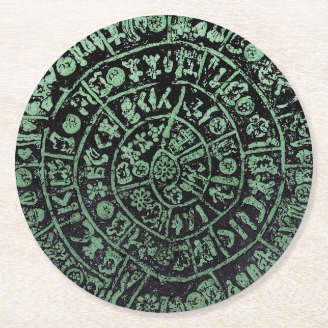 Greece Crete Phaistos ancient disk history code Mi Round Paper Coaster (Front)