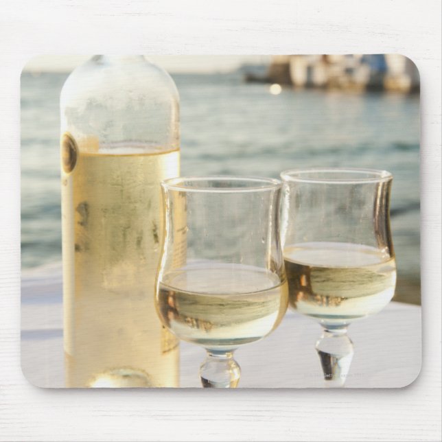 Greece, Cyclades Islands, Mykonos, Wine on table Mouse Pad (Front)