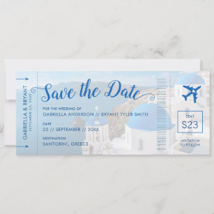 Aqua Mist Beach Wedding Save the Date cards with teal and blue