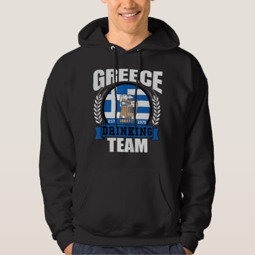 Greece Drinking Team Greek Flag Beer Party Grecian Hoodie