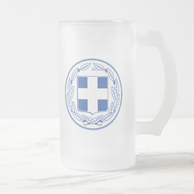 greece emblem frosted glass beer mug (Right)