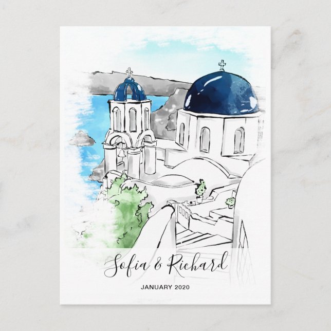 Greece Engagement proposal anniversary couple gift Holiday Postcard (Front)