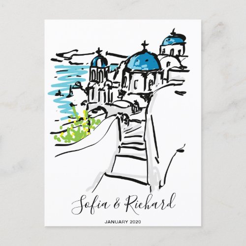 Greece Engagement proposal anniversary couple gift Holiday Postcard