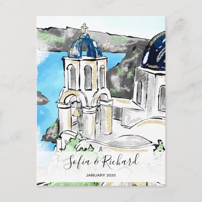 Greece Engagement proposal anniversary couple gift Holiday Postcard (Front)