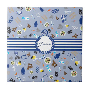 Greece: famous items of the country tile