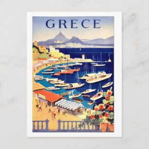 Greece, fishing boats on a small marine postcard