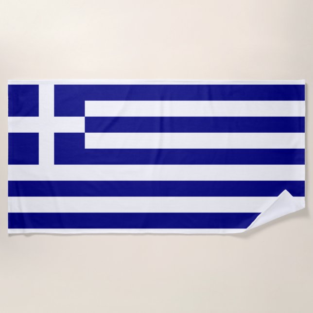 Greece Flag Beach Towel (Front)