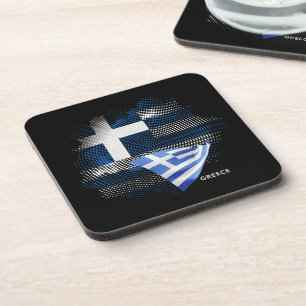 Greece flag beverage coaster