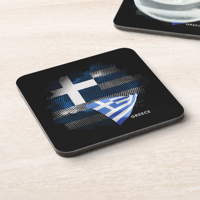 Greece flag beverage coaster (Left Side)