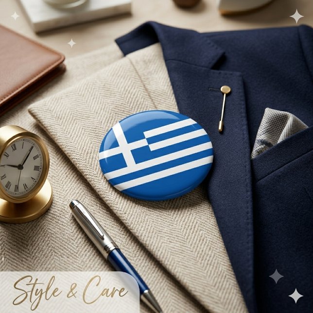 Greece Flag Button Classic Patriotic Badge (Greece Flag Button Classic Patriotic Badge)