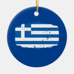 Greece Flag Ceramic Ornament