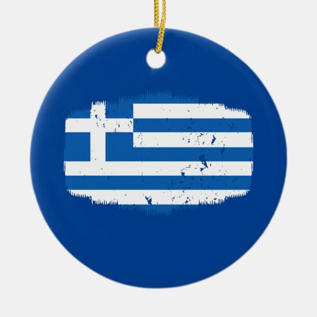 Greece Flag Ceramic Ornament (Front)