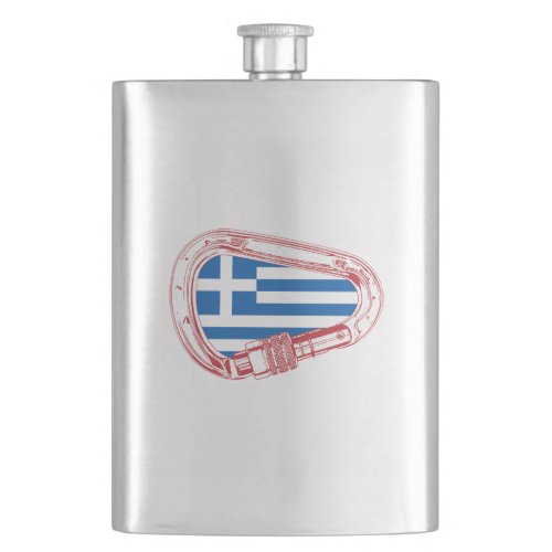 Greece Flag Climbing Carabiner Flask