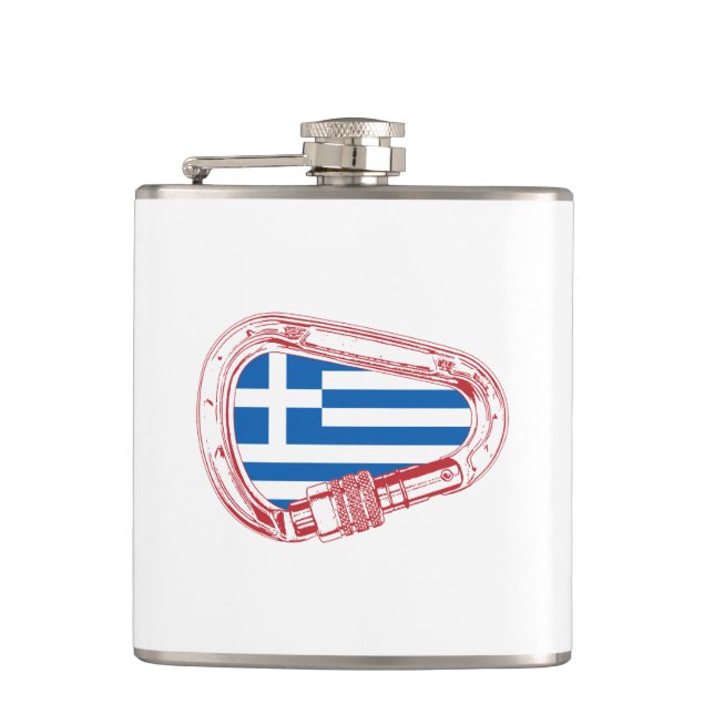 Greece Flag Climbing Carabiner Flask (Front)