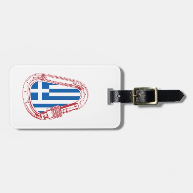 Greece Flag Climbing Carabiner Luggage Tag (Front Horizontal)