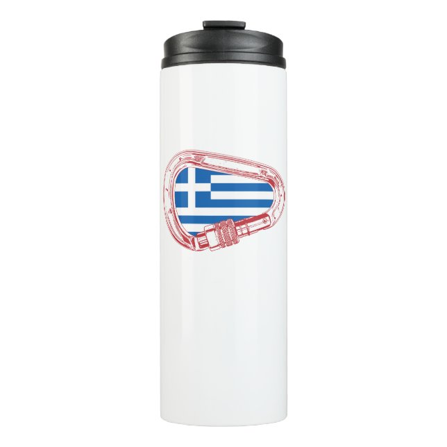 Greece Flag Climbing Carabiner Thermal Tumbler (Front)