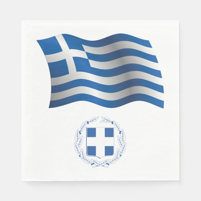 Greece Flag Coat Of Arms Napkins (Front)