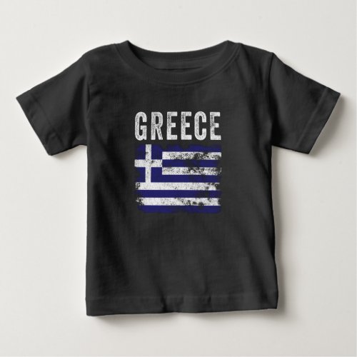 Greece Flag Distressed _ Greek Flag Baby T_Shirt
