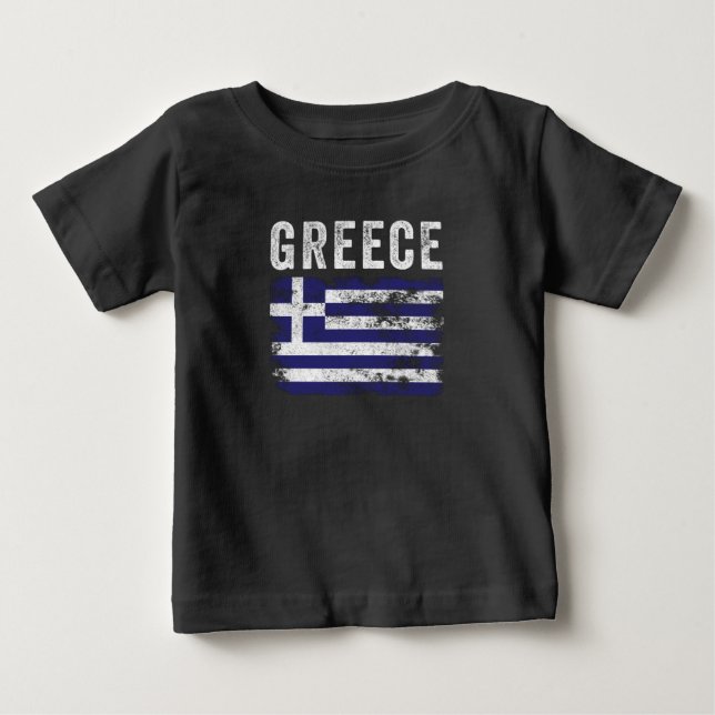 Greece Flag Distressed - Greek Flag Baby T-Shirt (Front)