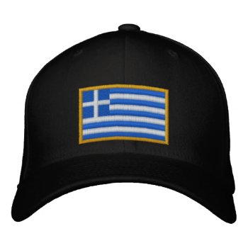 Greece Flag Embroidered Baseball Cap by GrooveMaster at Zazzle