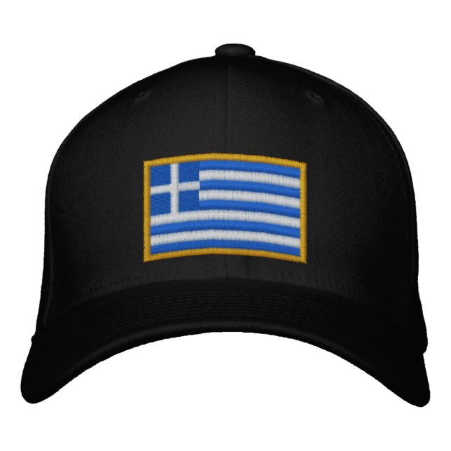 Greece Flag Embroidered Baseball Cap (Front)