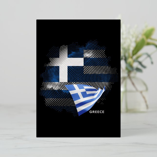 Greece flag foil invitation (Standing Front)