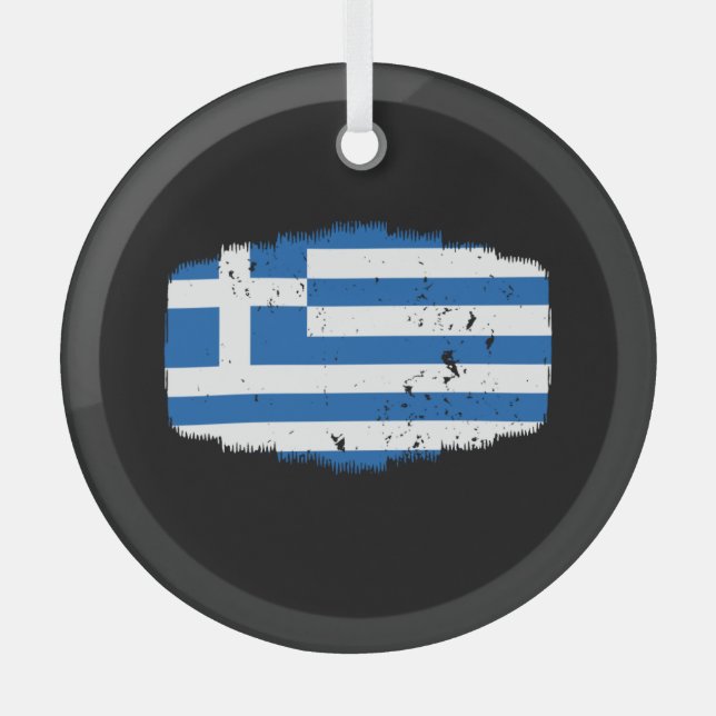 Greece Flag Glass Ornament (Front)