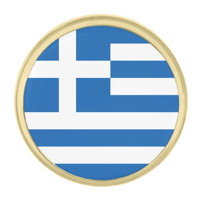 Greece Flag Gold Finish Lapel Pin (Front)