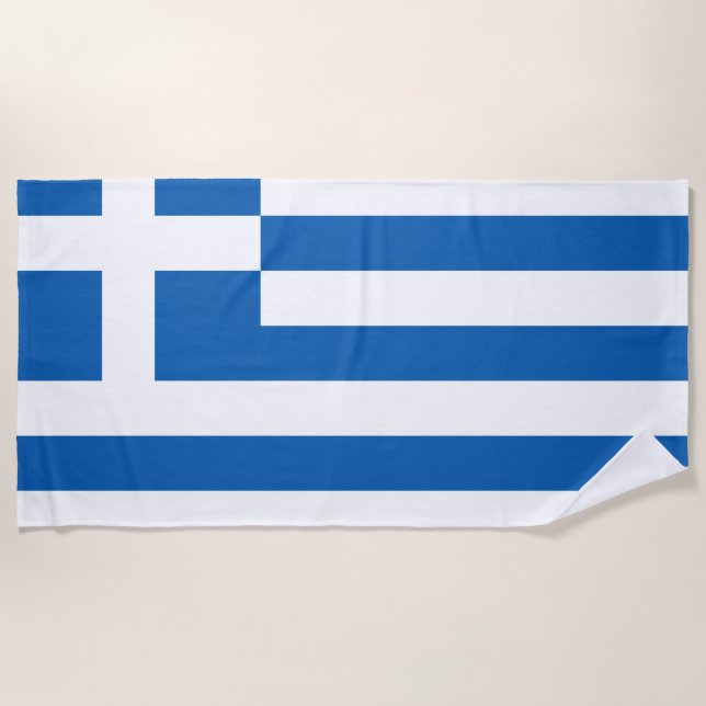 Greece Flag Greek Patriotic Beach Towel (Front)