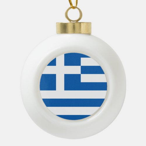 Greece Flag Greek Patriotic Ceramic Ball Christmas Ornament
