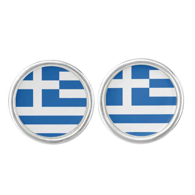 Greece Flag Greek Patriotic Cufflinks (Front)