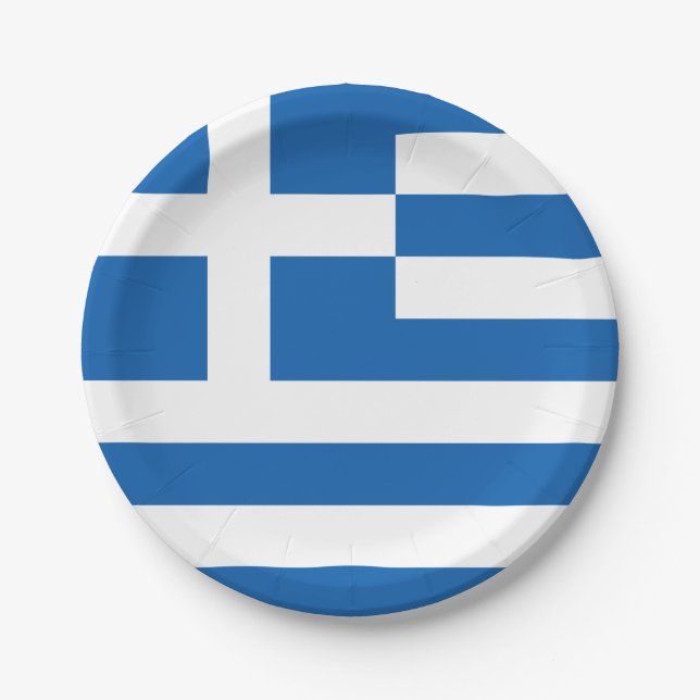 Greece Flag Greek Patriotic Paper Plates (Front)
