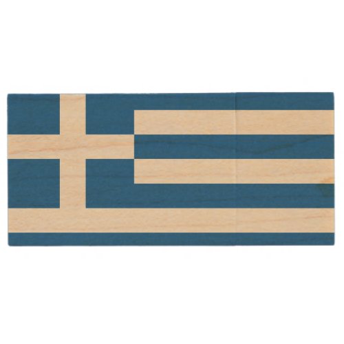 Greece Flag Greek Patriotic Wood Flash Drive