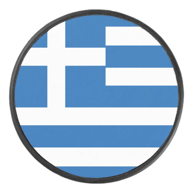 Greece Flag Hockey Puck (Front)