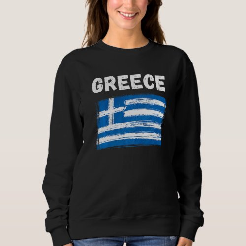 Greece Flag Holiday Vintage Grunge Greek Flag Sweatshirt