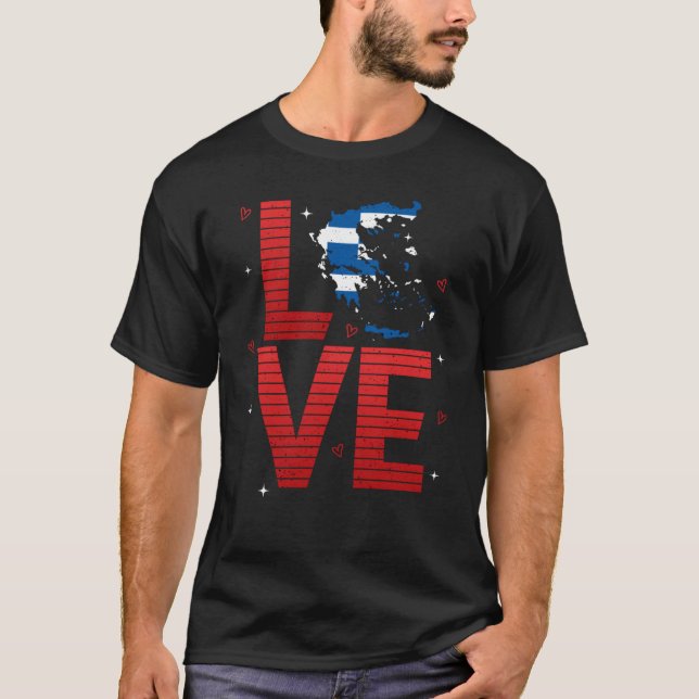 Greece Flag Love Patriotic Greek Pride Travel T-Shirt (Front)