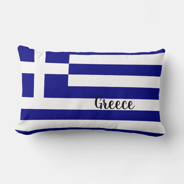 Greece Flag Lumbar Pillow (Front)